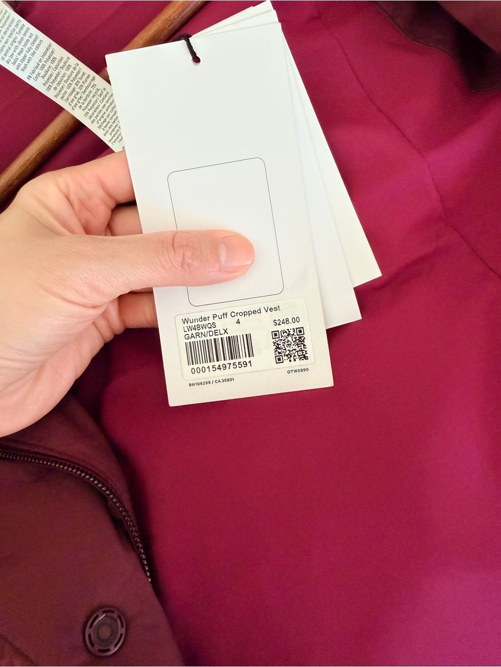 LULULEMON Wunder Puff Cropeped Vest size 4 - Picture 10 of 10
